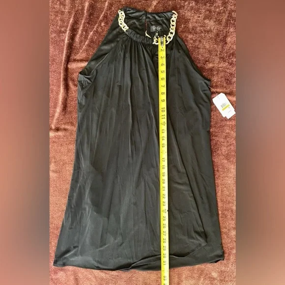 Jessica Simpson Black Shift Dress w/Gold Curb Chain Women’s Sz:14 NWT - Picture 11 of 13